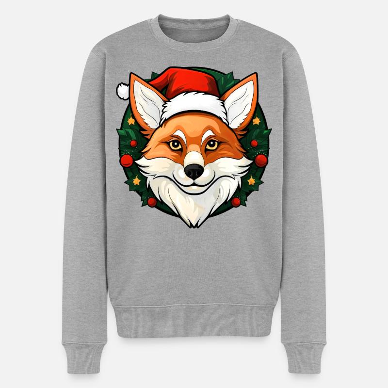 Füchse Weihnachten - Männer Premium Bio Pullover - Grau meliert