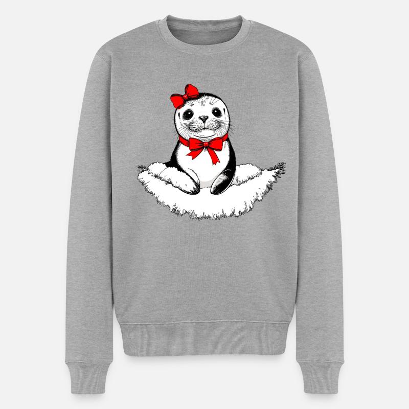 Phoque Bow-tiful – Édition de Noël - Pull Premium bio Homme - gris chiné