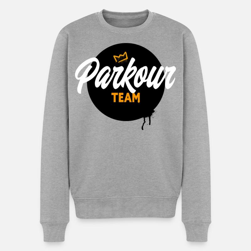 Parkour - Männer Premium Bio Pullover - Grau meliert