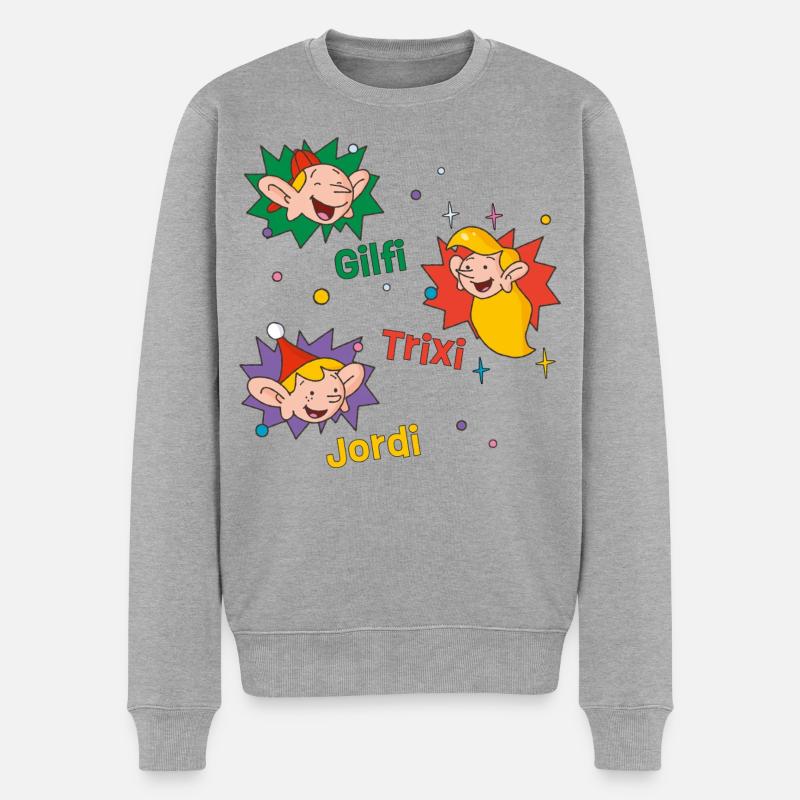 Weihnachtsmann & Co. KG Gilfi, Trixi Und Jordi - Männer Premium Bio Pullover - Grau meliert