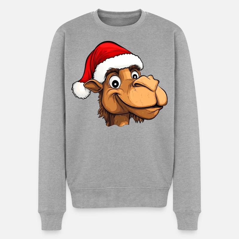 Kamel Weihnachten - Männer Premium Bio Pullover - Grau meliert