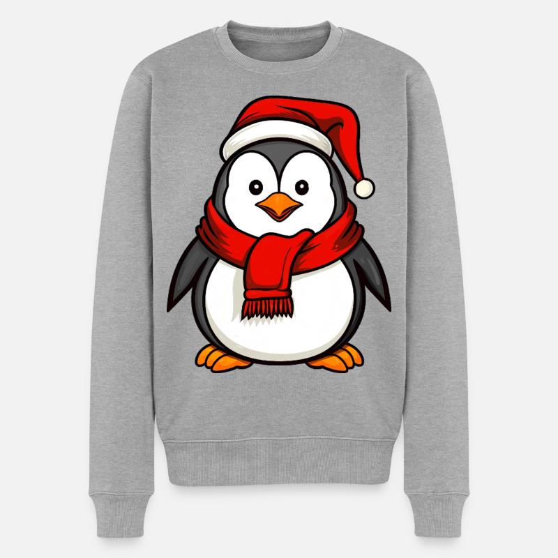 Pinguine Weihnachten - Männer Premium Bio Pullover - Grau meliert