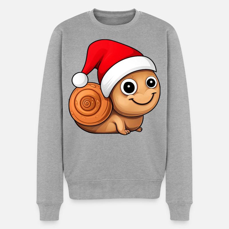 Weihnachten Schnecken - Männer Premium Bio Pullover - Grau meliert