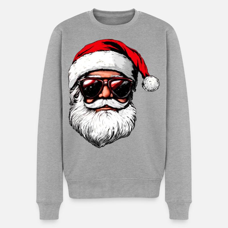 Cooler Weihnachtsmann - Männer Premium Bio Pullover - Grau meliert