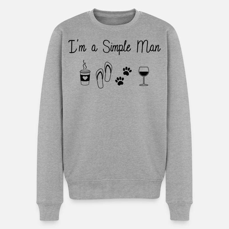 Simple Man - Männer Premium Bio Pullover - Grau meliert