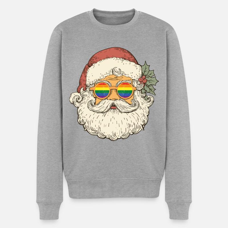 Pride Santa – Christmas with Love - Männer Premium Bio Pullover - Grau meliert