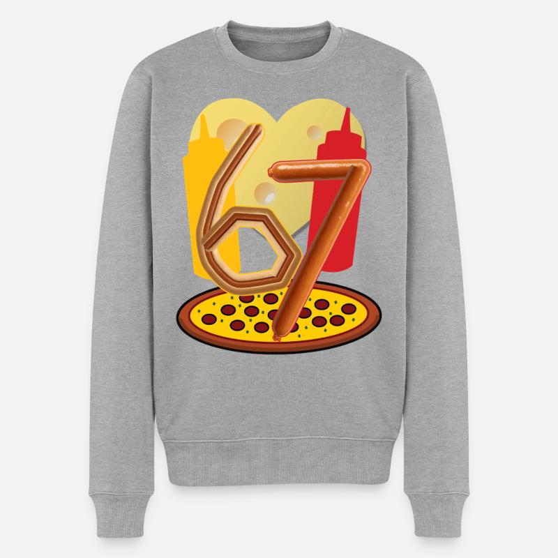 Six Seven 6 7 T-Shirts - Männer Premium Bio Pullover - Grau meliert