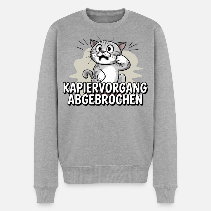 Processus de copie abandonné – chat confus - Pull Premium bio Homme - gris chiné