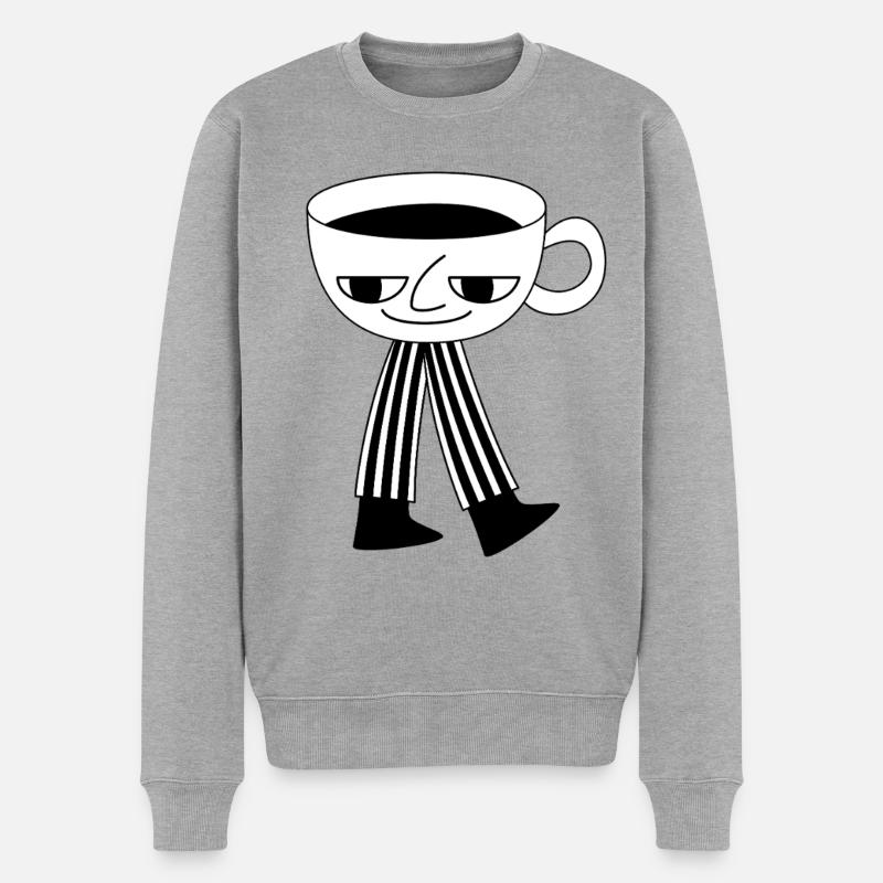 Humor & Coffee Vibes - Männer Premium Bio Pullover - Grau meliert