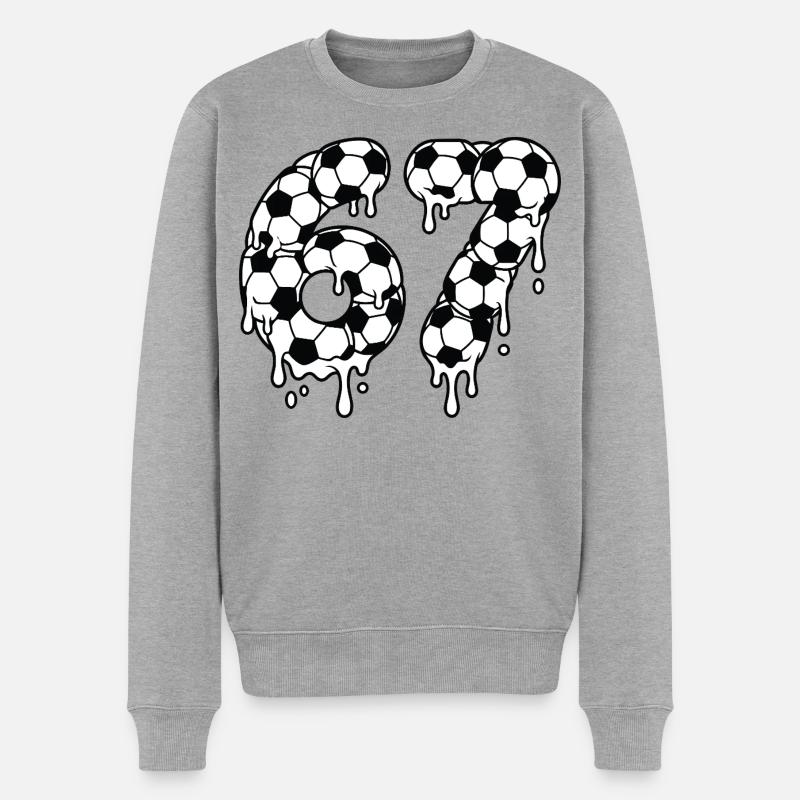 Tropping Soccer 67 Graffiti Six Seven - Männer Premium Bio Pullover - Grau meliert