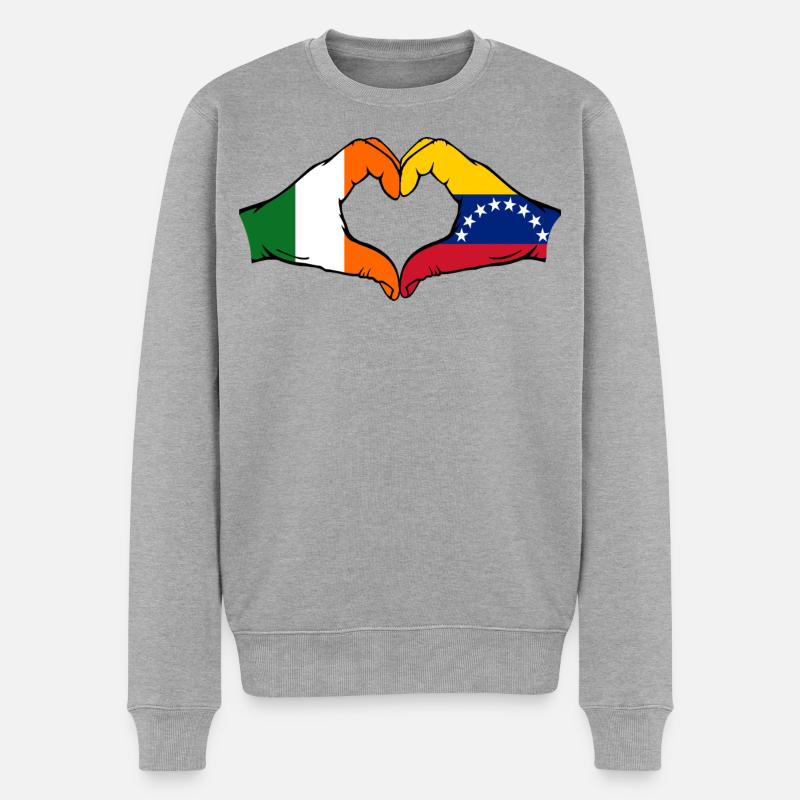 Cœur du drapeau Irlande du Venezuela - Pull Premium bio Homme - gris chiné