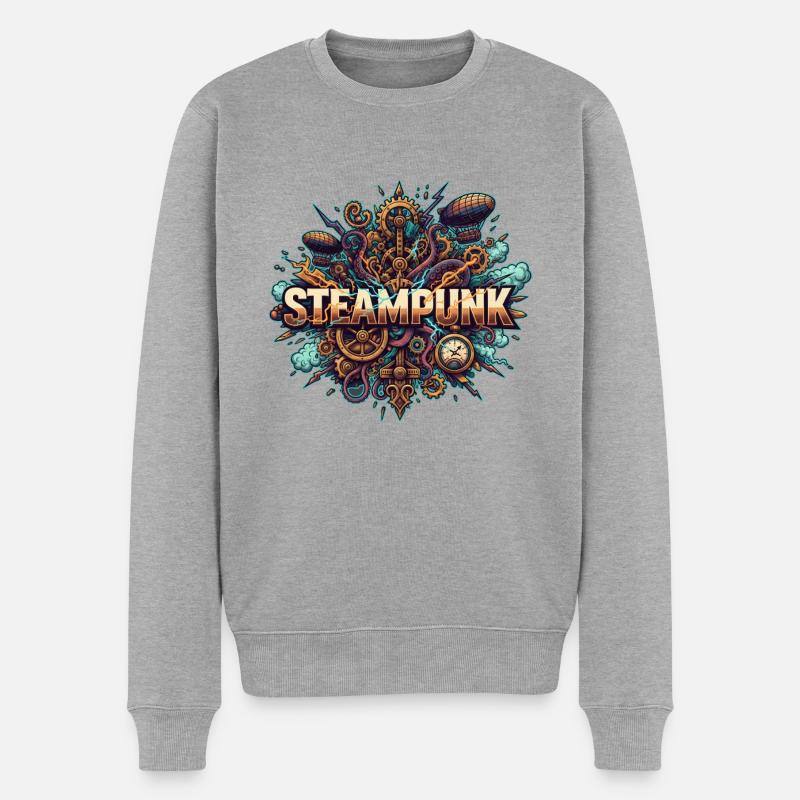 Steampunk Ästhetik & Retro-futurismus - Männer Premium Bio Pullover - Grau meliert