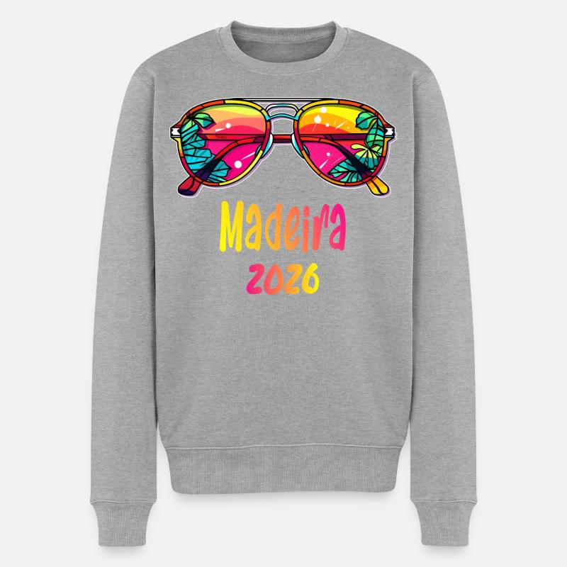 Madeira 2026 Strand Sonnenbrillen - Männer Premium Bio Pullover - Grau meliert