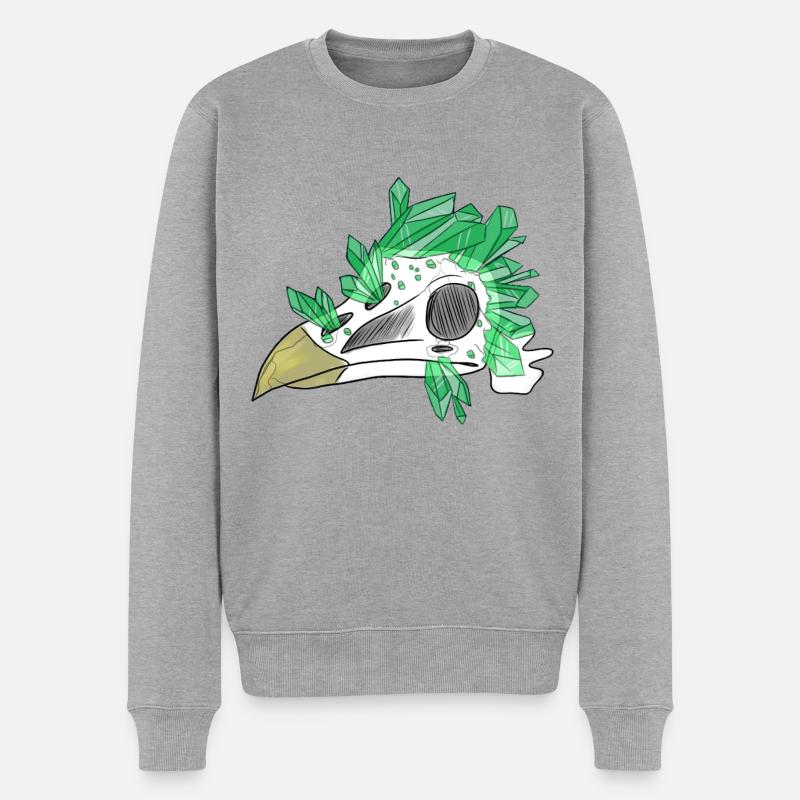 Kristallschädel - Vogel (von Leni Riosa) - Männer Premium Bio Pullover - Grau meliert
