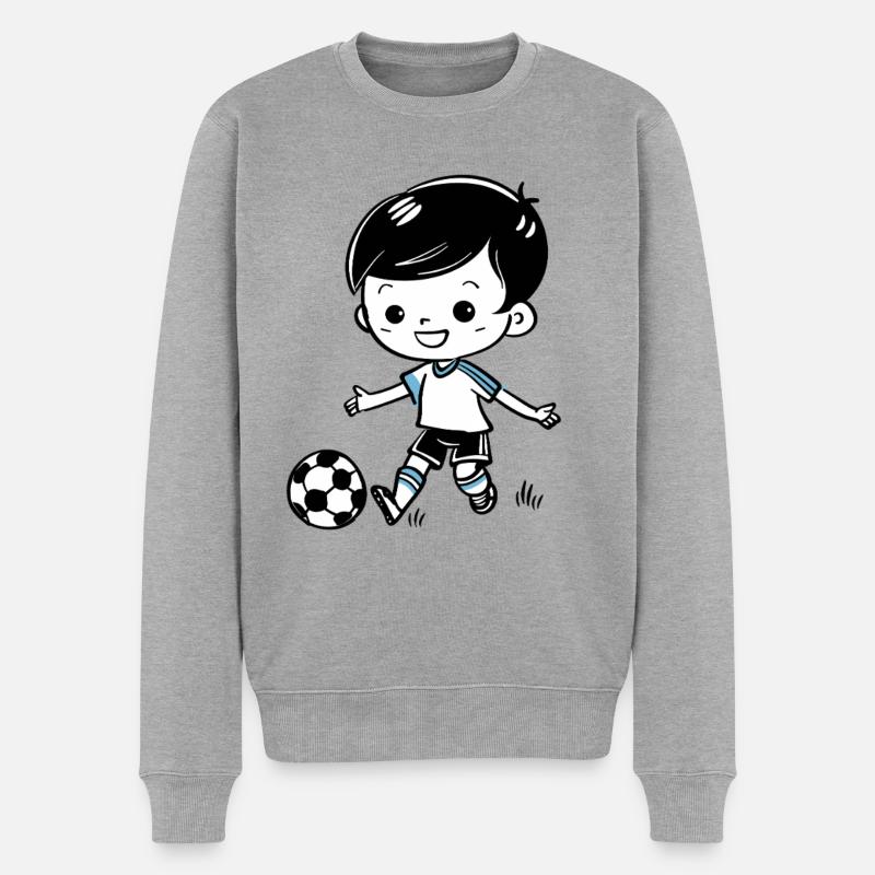 Fußballjunge - Männer Premium Bio Pullover - Grau meliert