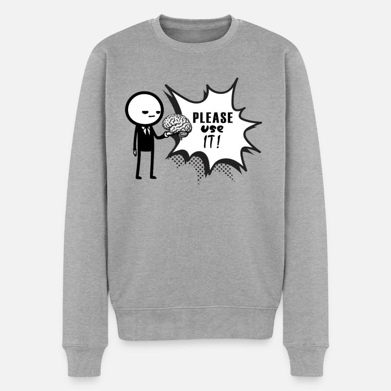 pls_use_it - Männer Premium Bio Pullover - Grau meliert