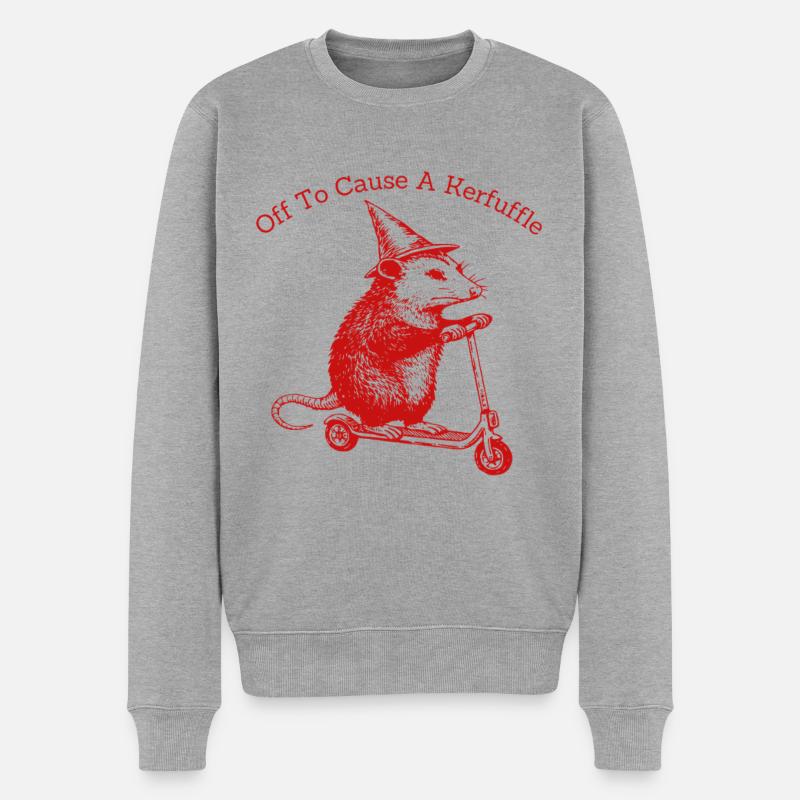 Off to Cause A Kerfuffle Funny Opossum Scooter - Männer Premium Bio Pullover - Grau meliert
