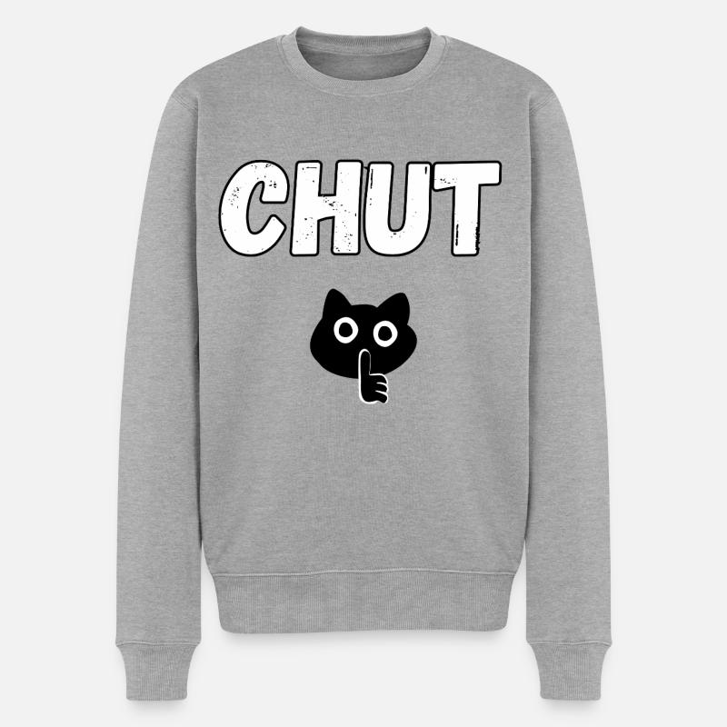 Sei still - Männer Premium Bio Pullover - Grau meliert