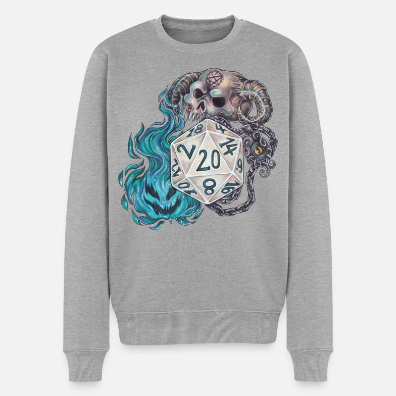 Rollenspiel Tabletop D20 Würfel Geschenk Warlock - Männer Premium Bio Pullover - Grau meliert