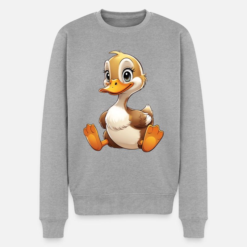 Niedliche Enten-Comicfigur - Männer Premium Bio Pullover - Grau meliert