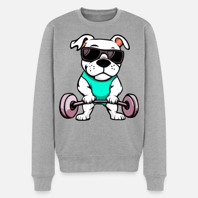 Fitness Hunde - Männer Premium Bio Pullover - Grau meliert