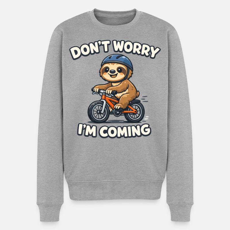 Cadeau d’anniversaire du vélo Sloth - Pull Premium bio Homme - gris chiné