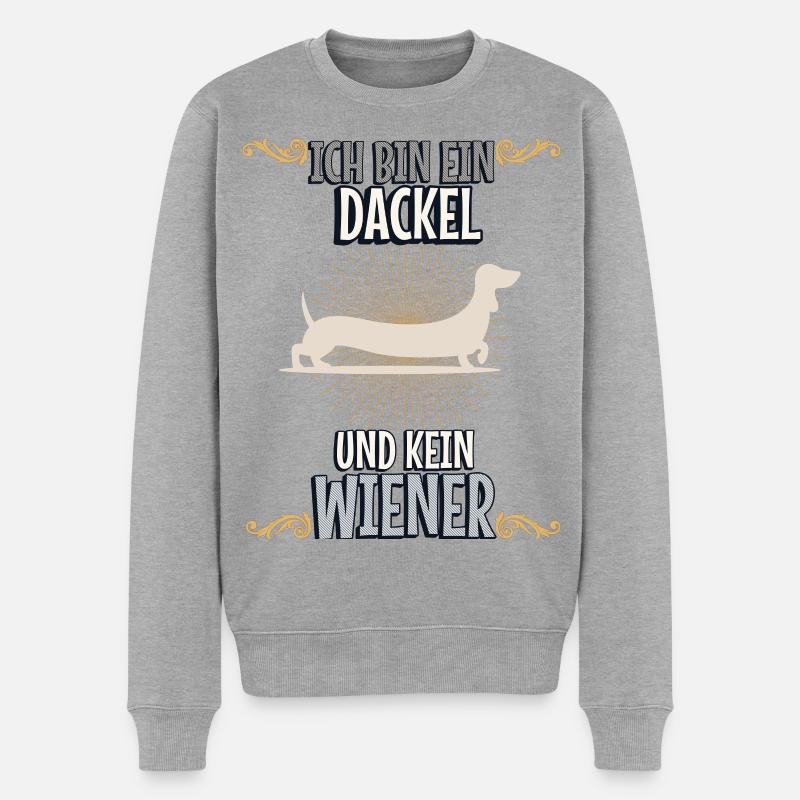 Dackel - Dachshund Spruch - Männer Premium Bio Pullover - Grau meliert