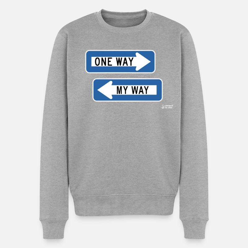 Einweg- vs. Meinweg-Zeichenduo - Männer Premium Bio Pullover - Grau meliert