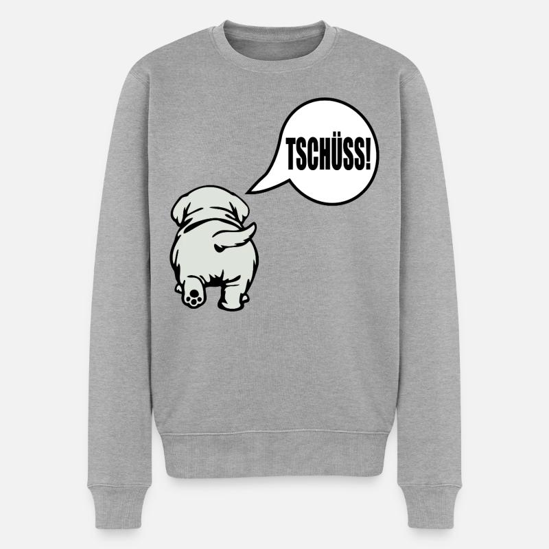 Hunde Abschied Tschüss - Männer Premium Bio Pullover - Grau meliert