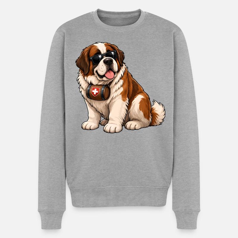 Bernhardiner - Männer Premium Bio Pullover - Grau meliert