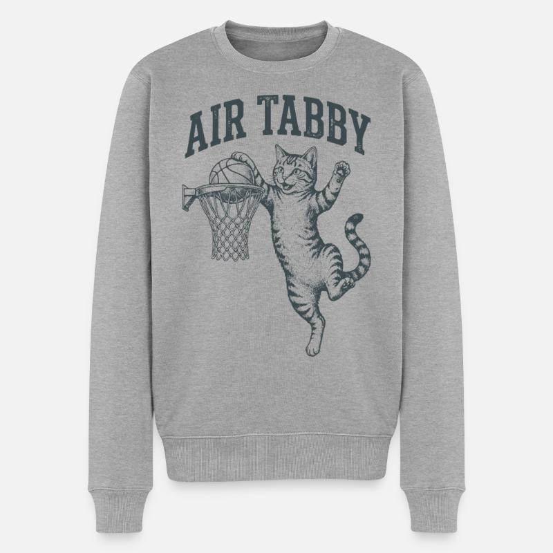 Air Tabby Dunk Cat - Männer Premium Bio Pullover - Grau meliert