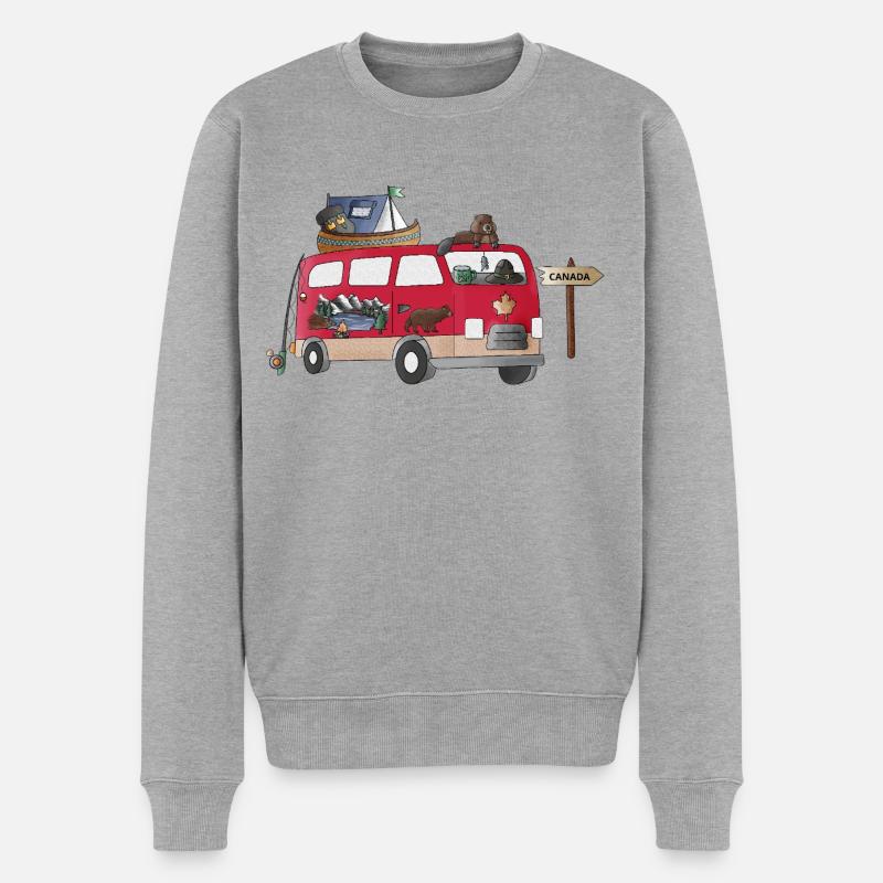 Into_Canada_Wild_Camper - Männer Premium Bio Pullover - Grau meliert