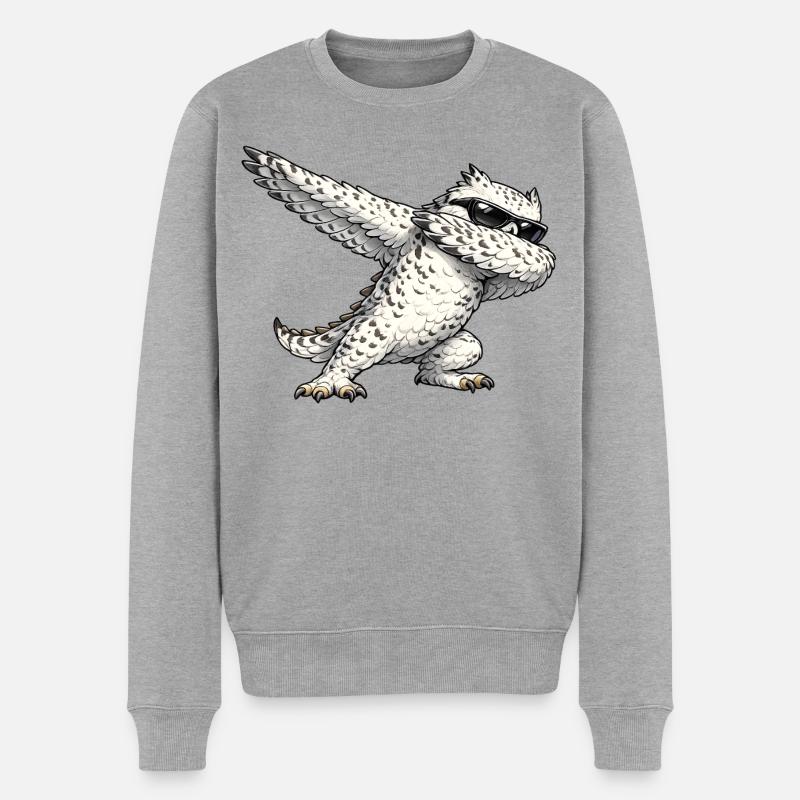 Dabbing Schneeeule - Männer Premium Bio Pullover - Grau meliert