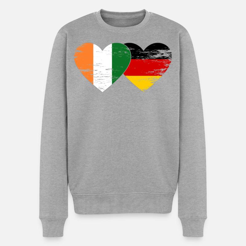 Elfenbeinkueste_Deutschland_Flagge_Herz_used - Männer Premium Bio Pullover - Grau meliert