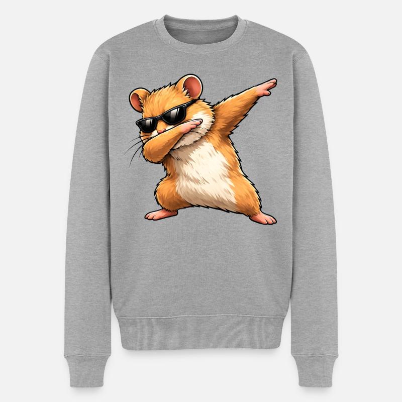 Dabbing Goldhamster - Männer Premium Bio Pullover - Grau meliert