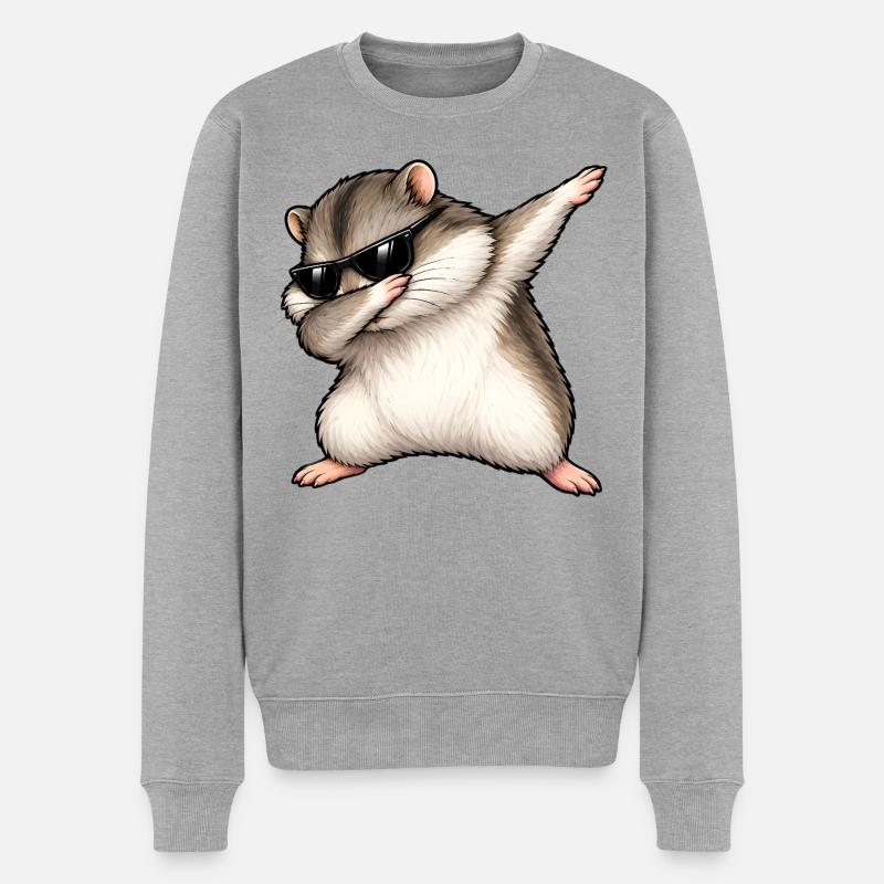 Dabbing Dschungarischer Zwerghamster - Männer Premium Bio Pullover - Grau meliert