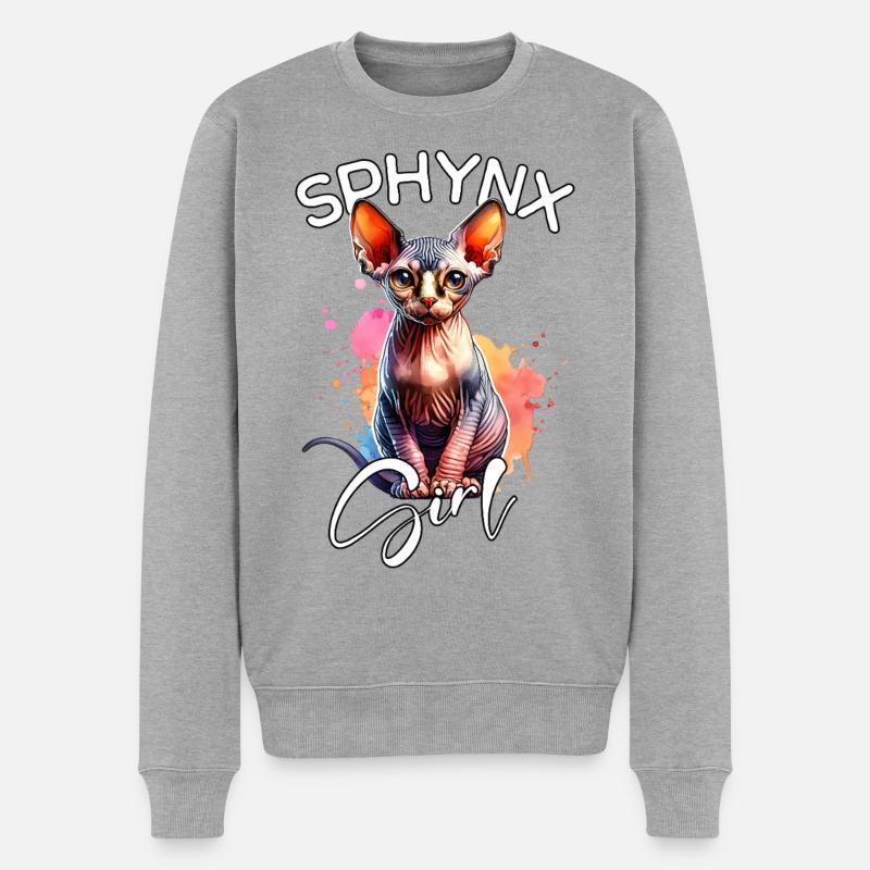 Sphynx Cat Mädchen Sphynxkatze - Männer Premium Bio Pullover - Grau meliert