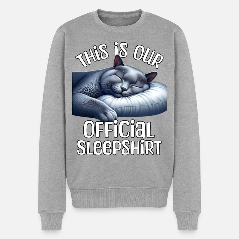 Russisch Blaukatze Schlafshirt - Männer Premium Bio Pullover - Grau meliert
