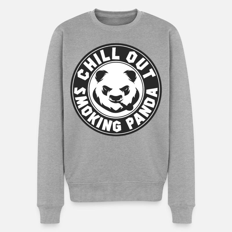 Emblème rétro Smoking Panda Relaxe - Pull Premium bio Homme - gris chiné