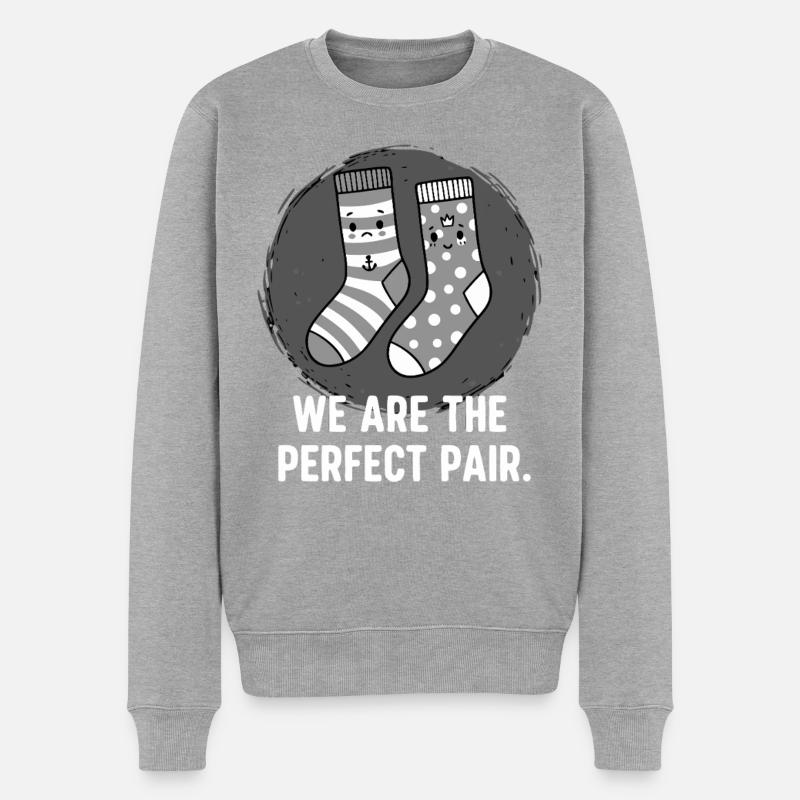 Perfektes Paar Socken - Männer Premium Bio Pullover - Grau meliert