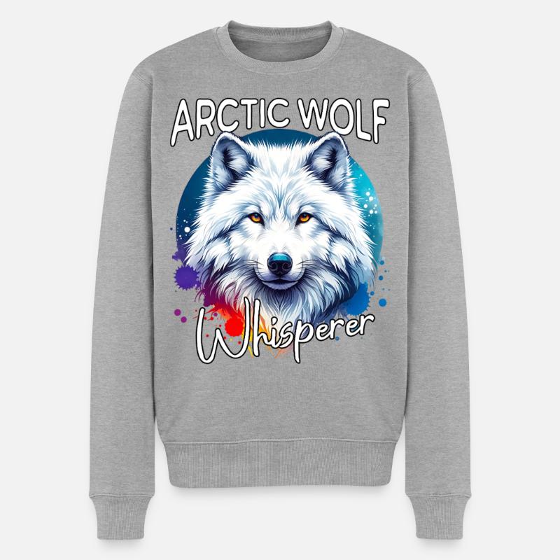 Le Murmureur de Loups Arctiques - Pull Premium bio Homme - gris chiné