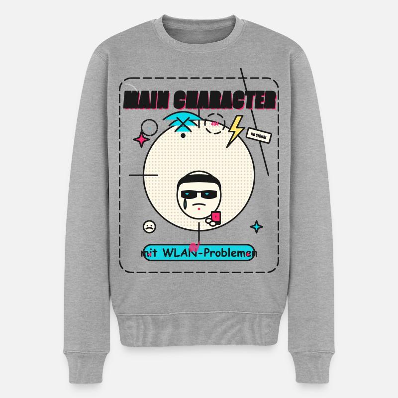 MAIN CHARACTER MIT WLAN PROBLEME - Männer Premium Bio Pullover - Grau meliert