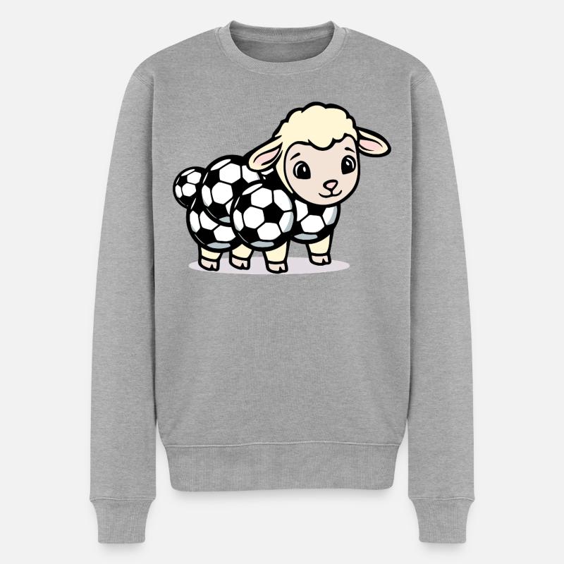 Lamm Schaf - Kinder Fußball - Männer Premium Bio Pullover - Grau meliert