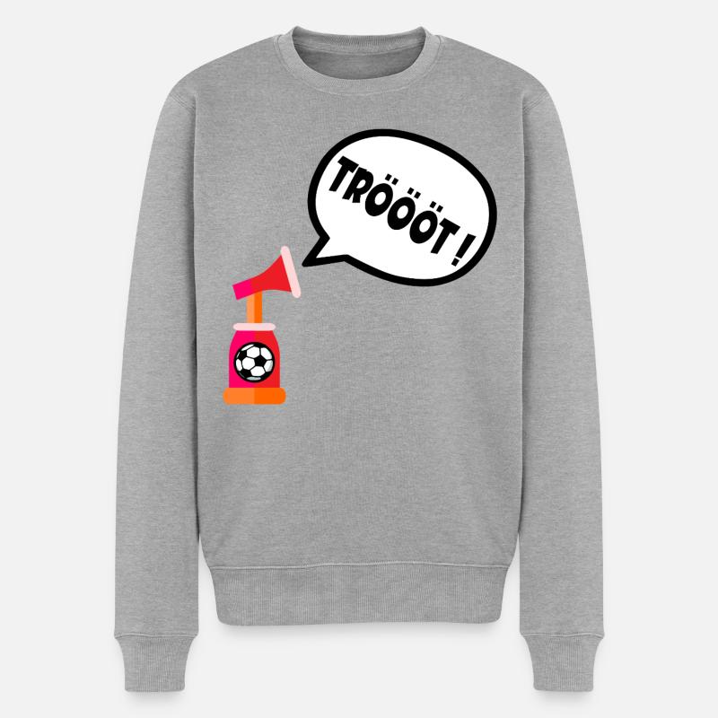 Fußball Stadion Tröte - Männer Premium Bio Pullover - Grau meliert
