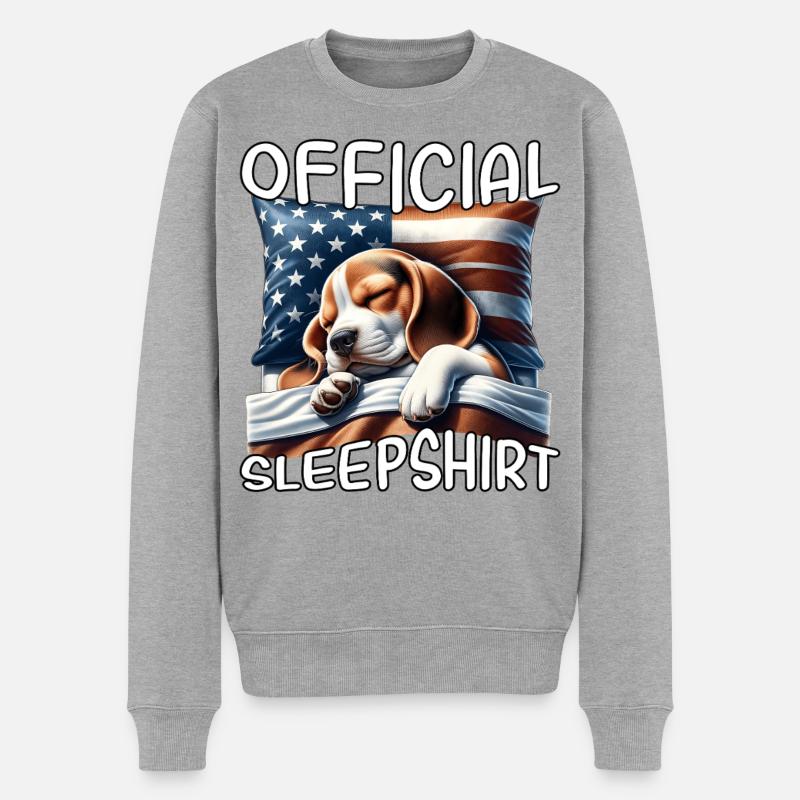 Beagle US Schlafshirt - Männer Premium Bio Pullover - Grau meliert