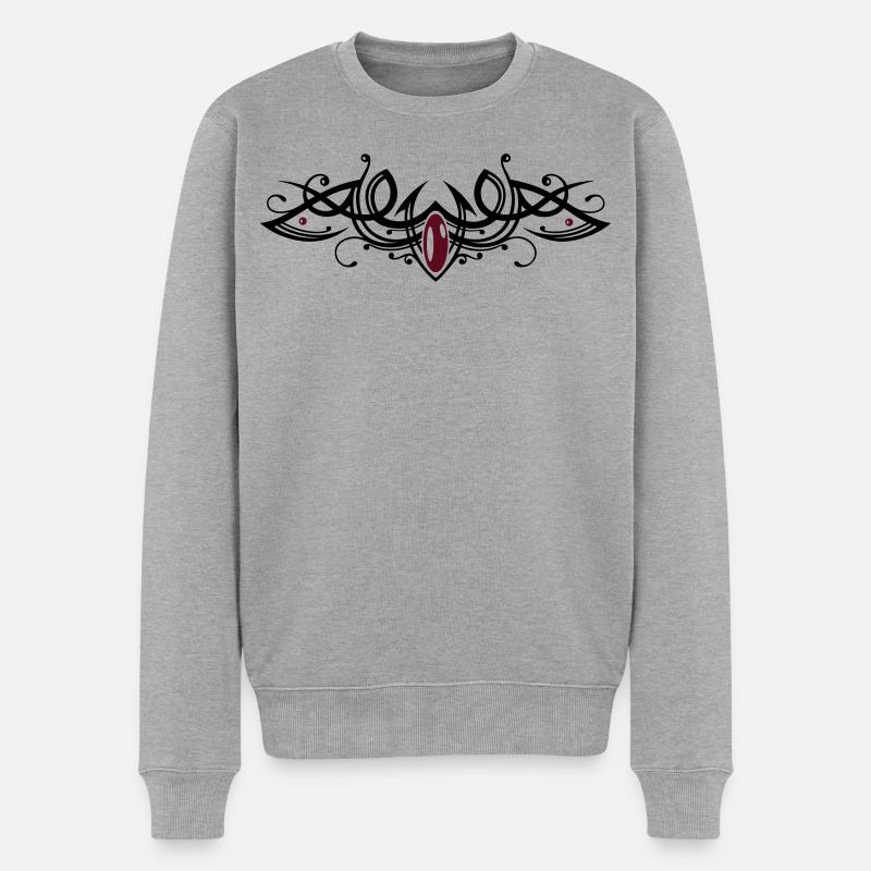 Tribal Tattoo Ornament mit Edelstein - Männer Premium Bio Pullover - Grau meliert