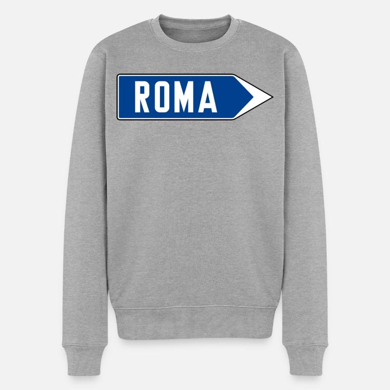 Segnale_stradale_italiano_1959_-_segnale_di_dir - Männer Premium Bio Pullover - Grau meliert