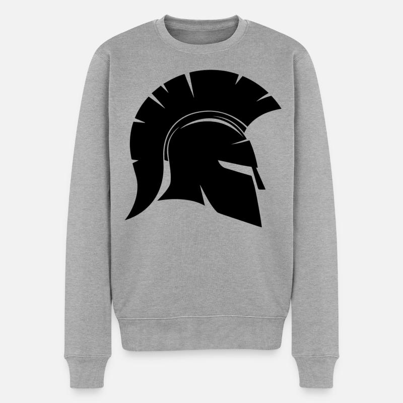 Spartanischer Gladiatorenhelm - Männer Premium Bio Pullover - Grau meliert
