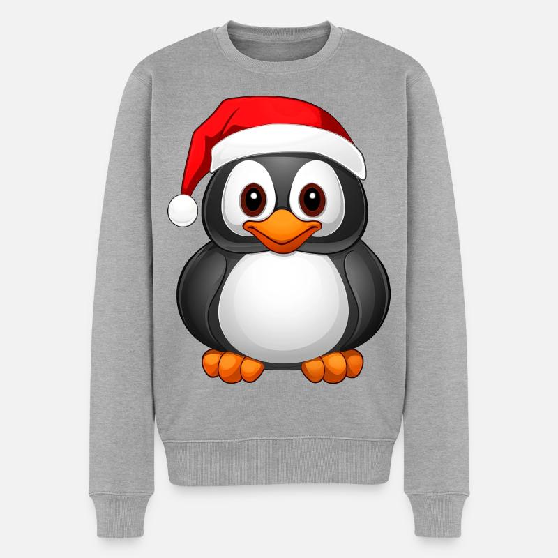 Pinguin Weihnachten - Männer Premium Bio Pullover - Grau meliert