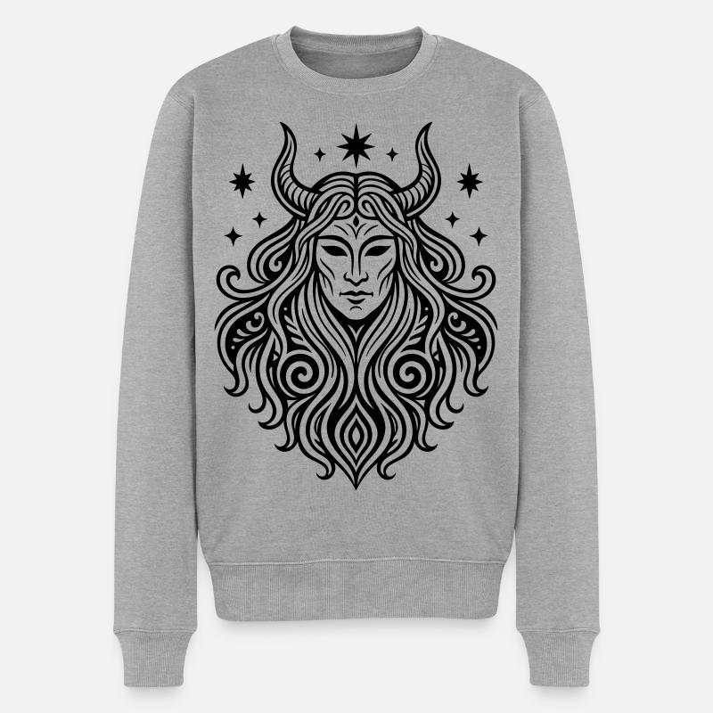 Rauhnächte Perchtenmaske Pagan Symbol - Männer Premium Bio Pullover - Grau meliert